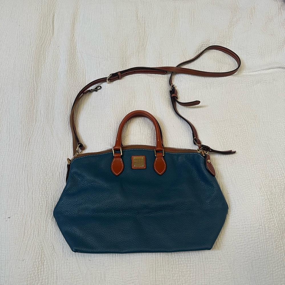 Dooney & Bourke Blue and Brown Leather Tote Bag